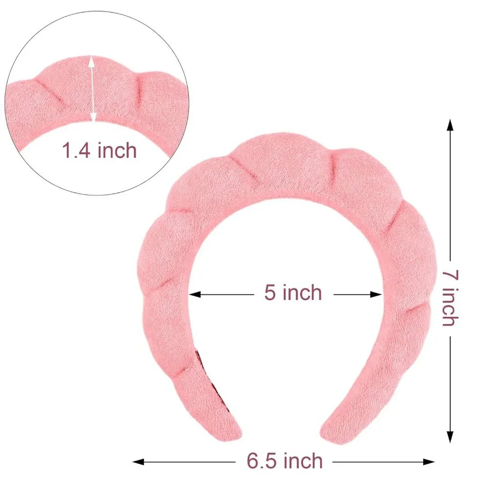 4 PCS Spa Headband - Pink Skincare Makeup Face Wash Skin Care Make Up Cute Prepp - Picture 6 of 8